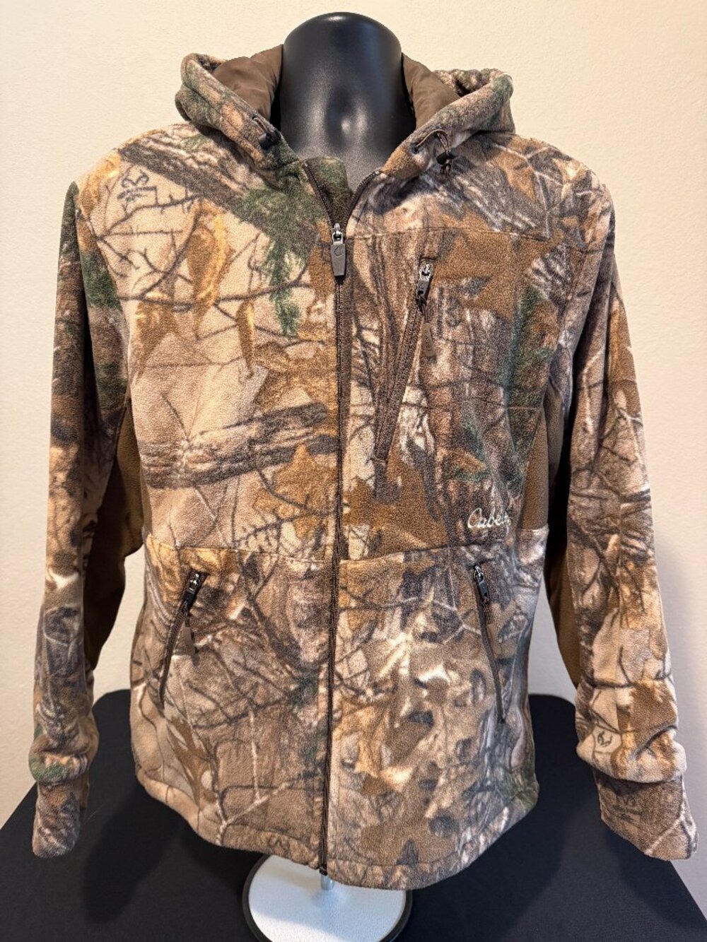 Cabela's Men's Camouflage Full Zip Hooded Fleece Jacket Size Medium